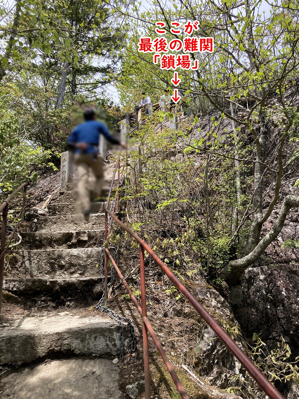 三峯神社の奥宮への登山道（最後の難関鎖場）