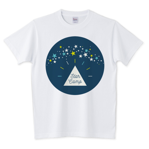 TシャツトリニティオリジナルTシャツ：はれうさぎ：星空キャンプ (丸空カラフル)